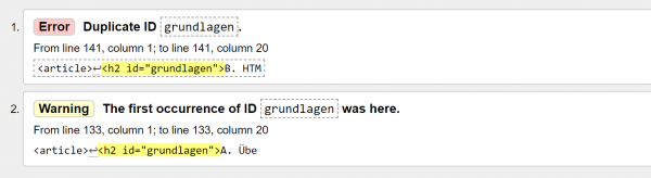 HTML Check Mehrfache IDs