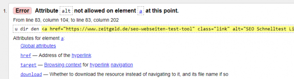 HTML Check Attribute nicht erlaubt